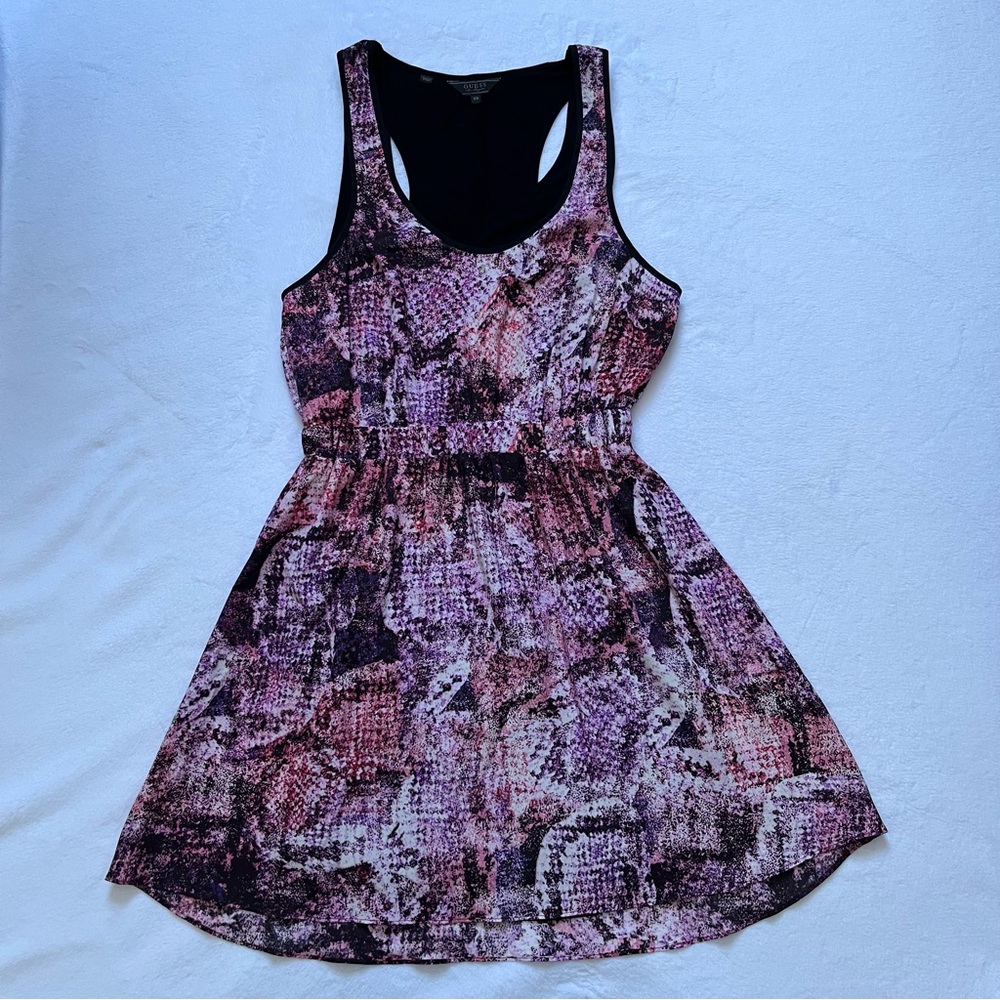 Guess pink and purple snakeskin print racerback dress